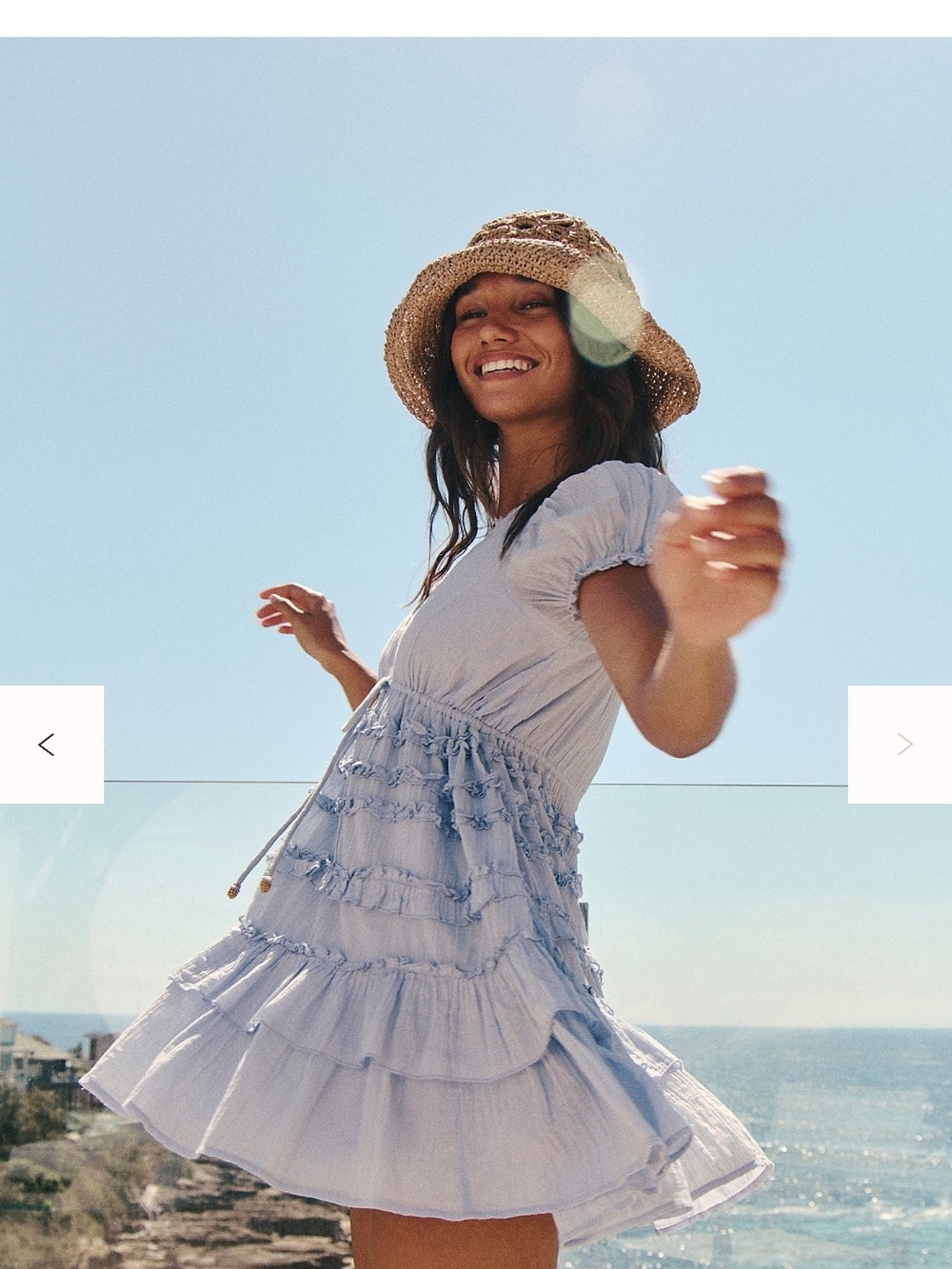 Free People Darcy Mini Dress Blue Ruffle Babydoll Cottagecore Boho S